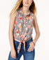 Juniors' Tie-Front Blouse